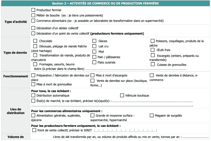 CERFA 13984 - Commerce - Production fermiere