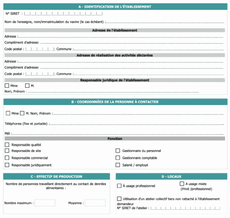 Premiere page de la déclaration d'activité : cerfa n°13984