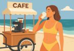 Voici un café vendu sur la plage par un commerce ambulant